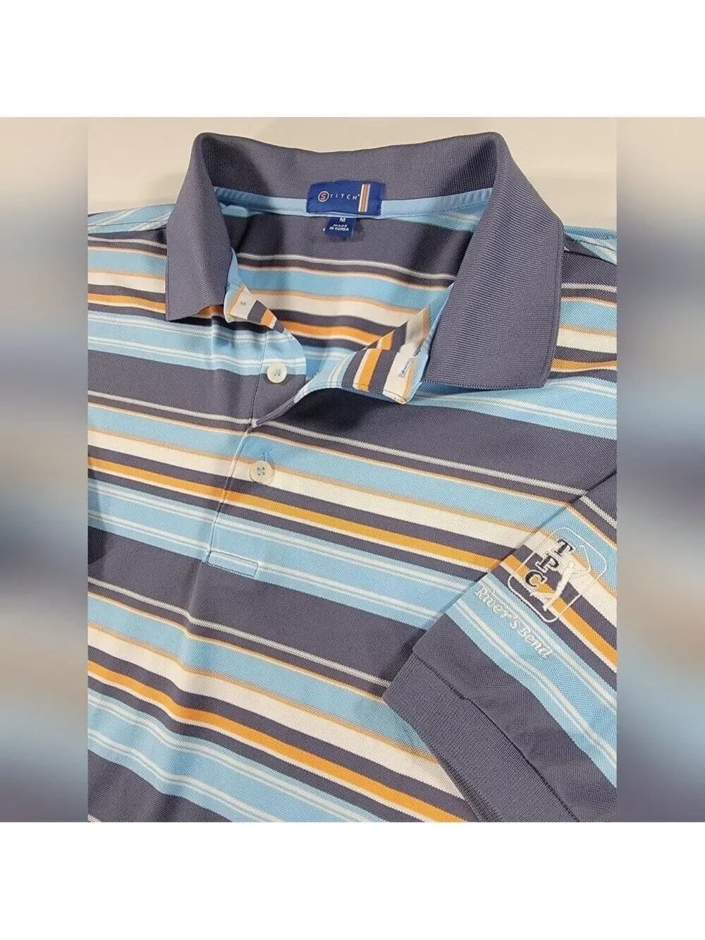 Stitch Golf Performance Stretch Pique Polo Shirt Mens Medium TPC Rivers Bend